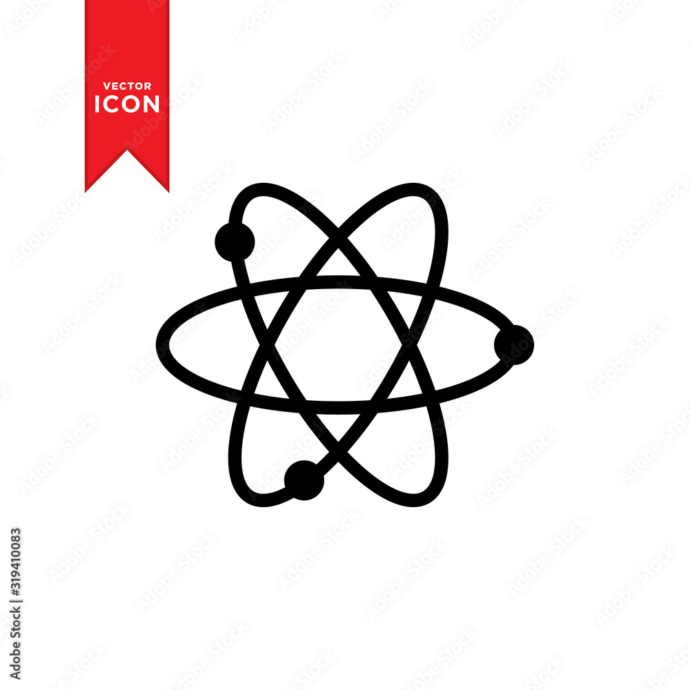 Atom icon vector. Simple design on white background. Atom icon vector. Simple design on white background.