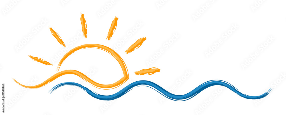 Obraz premium Sun and Blue Wave Symbol. 