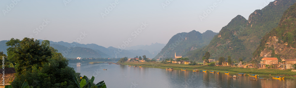 Panorama of the river and mountains Panorama of the river and mountains