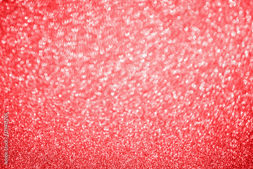 Abstract red glitter sparkle with heart bokeh light for Valentines background