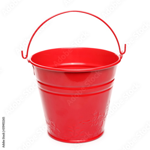 Utility metal bucket isolated on white background