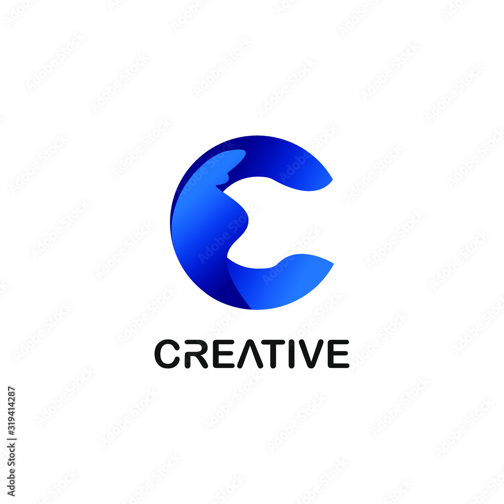 creative logo letter C with a gradation of blue wave color combination. white background. modern template. initials company symbols and unique design requirements. illustration vector creative logo letter C with a gradation of blue wave color combination. white background. modern template. initials company symbols and unique design requirements. illustration vector