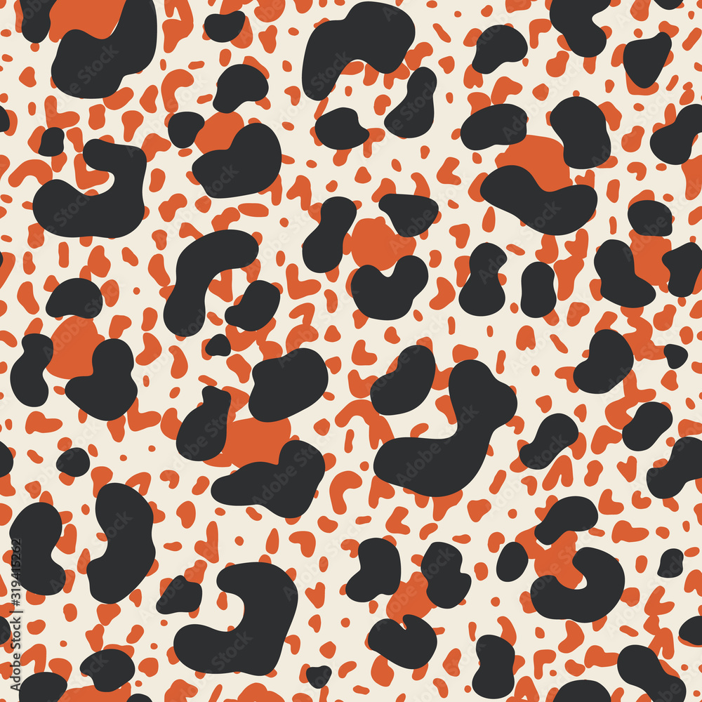 Fototapeta premium Abstract Hand-Drawn Colorful Overlay Spots Animal Skin Vector Seamless Pattern. Organic Fragments. Terazzo marks