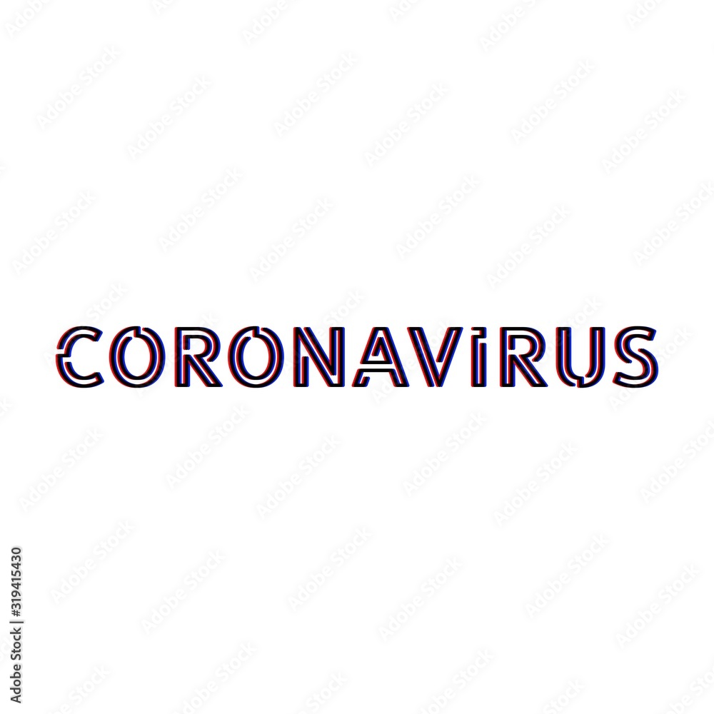 Inscription coronavirus glitch effect isolated on white background vector epidemic virus sick people in china
