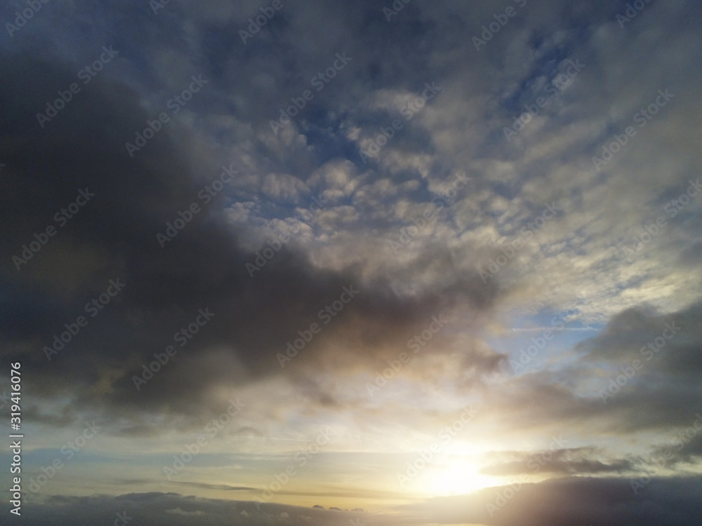Fototapeta premium Blue cloudy sky, Abstract nature background.