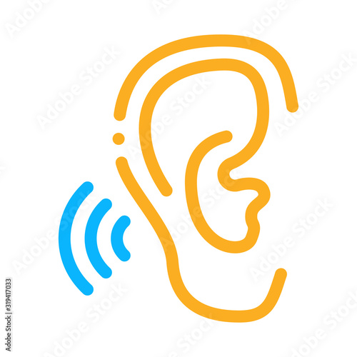 Hears Sound Icon Vector. Outline Hears Sound Sign. Isolated Contour Symbol Illustration