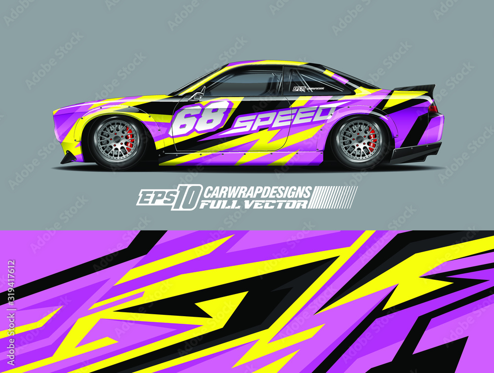 Car wrap decal graphic design. Abstract stripe racing background designs for wrap cargo van, race car, pickup truck, adventure vehicle. Full vector Eps 10 Car wrap decal graphic design. Abstract stripe racing background designs for wrap cargo van, race car, pickup truck, adventure vehicle. Full vector Eps 10