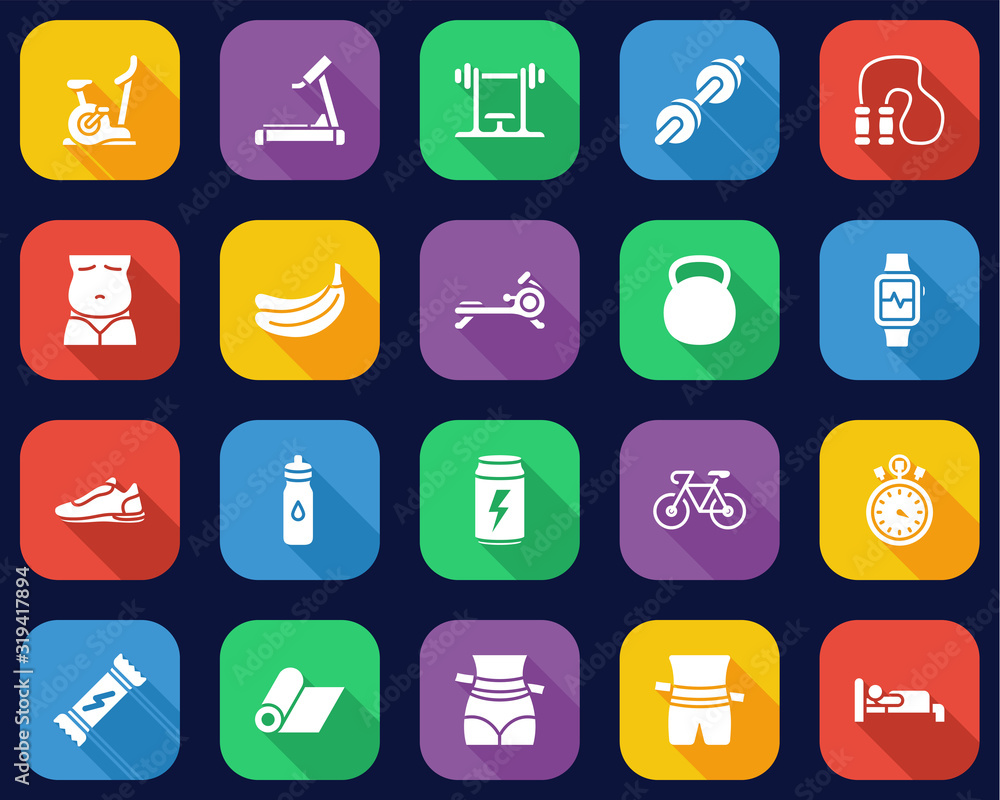 Home Exercise Icons Flat Design Set Big Home Exercise Icons Flat Design Set Big