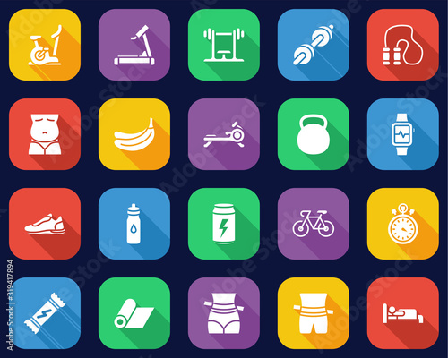 Home Exercise Icons Flat Design Set Big