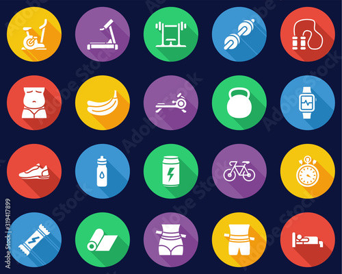 Home Exercise Icons Flat Design Circle Set Big