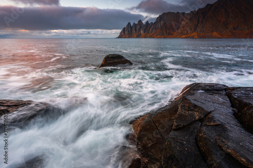 Autumn in Senja Island in Norway with beautiful light and colors.