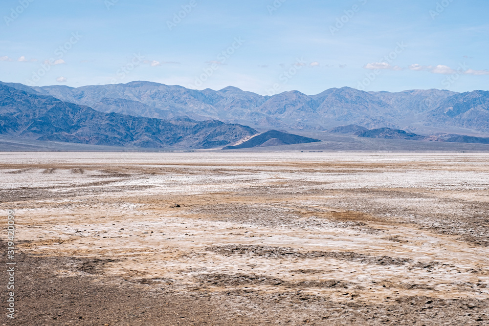 Panoramic view of a desert landscape of Death Valley in California USA a sunny day