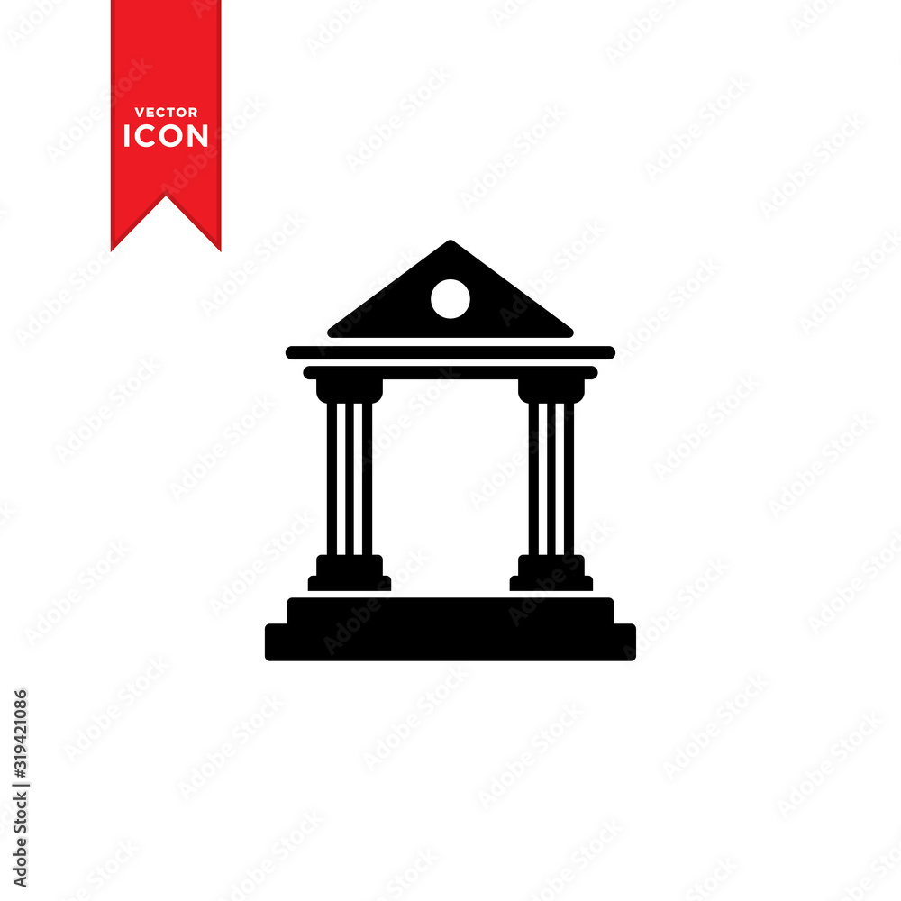 Bank icon vector. Money sign on bank icon. Flat design style on white background. Bank icon vector. Money sign on bank icon. Flat design style on white background.