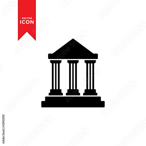 Bank icon vector. Money sign on bank icon. Flat design style on white background.