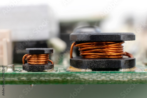 Ferrite core inductors on an LCD TV motherboard