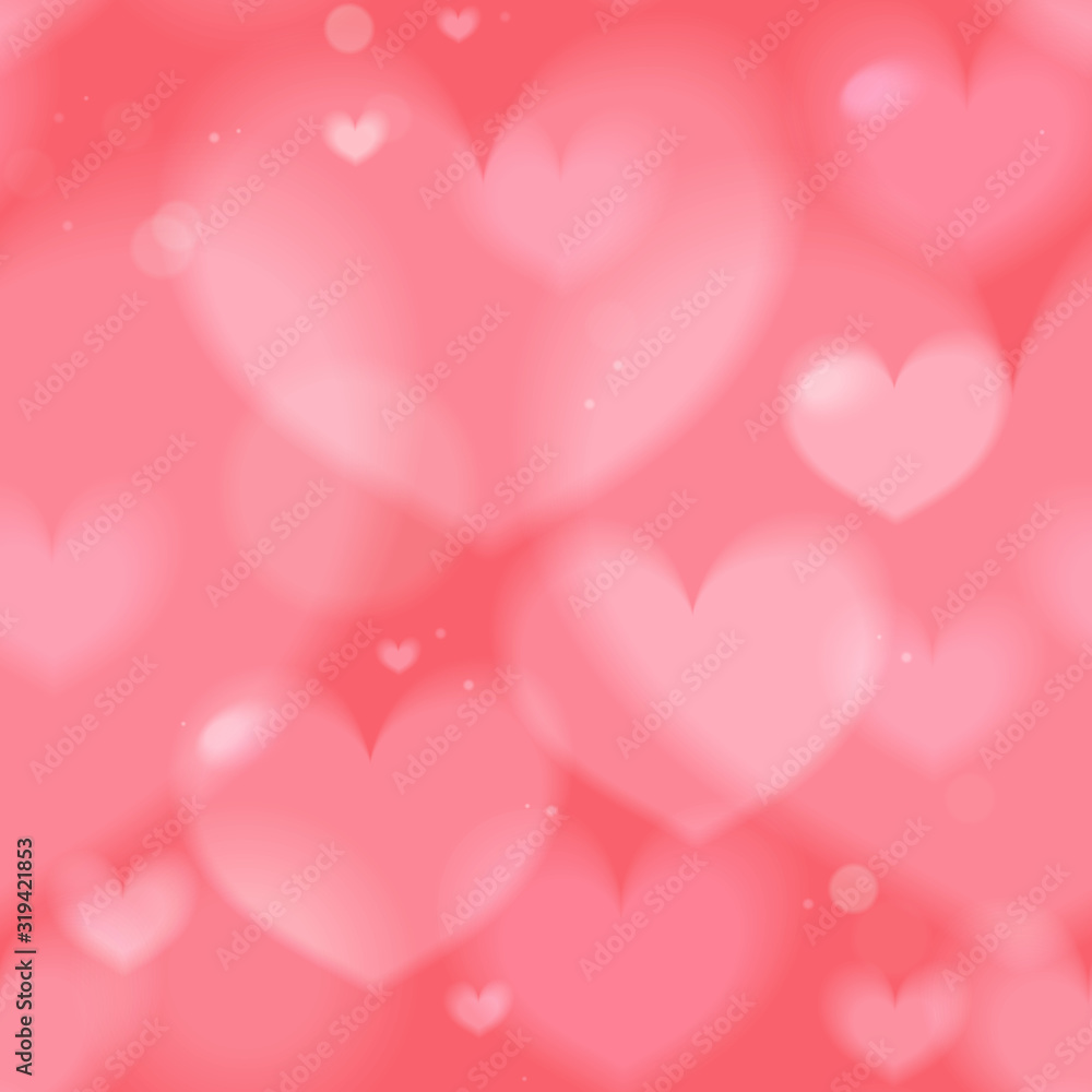 Romantic gentle blurred seamless background with hearts, vector EPS10