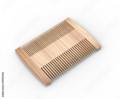 Blank Two Sided Hair And Beard Comb For branding. 3d render illustration.