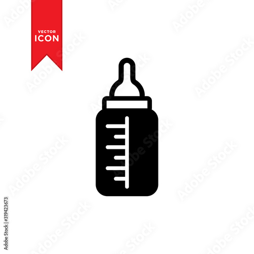 Baby milk bottle icon vector. Simple design on white background.