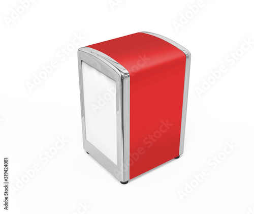 Blank napkin holder for promotional branding. 3d render illustration.