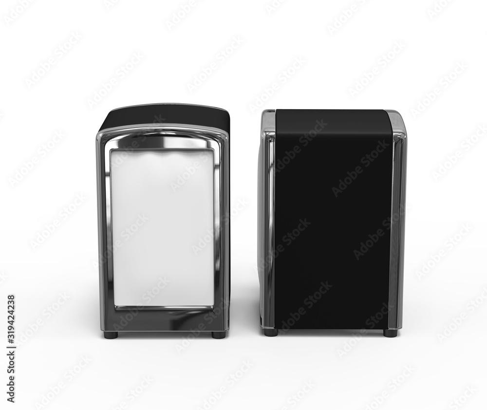 Blank napkin holder for promotional branding. 3d render illustration. Blank napkin holder for promotional branding. 3d render illustration.