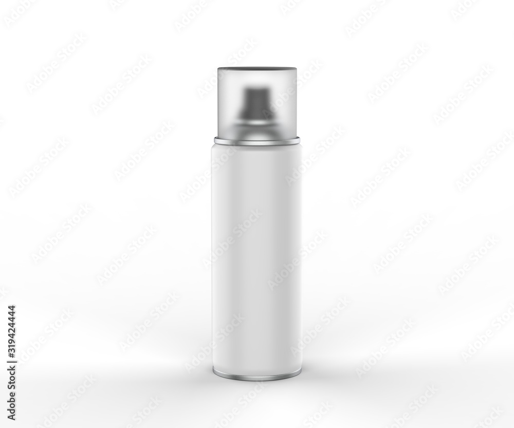 Blank spray tin can for branding. 3d render illustration.