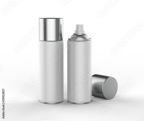 Blank spray tin can for branding. 3d render illustration.