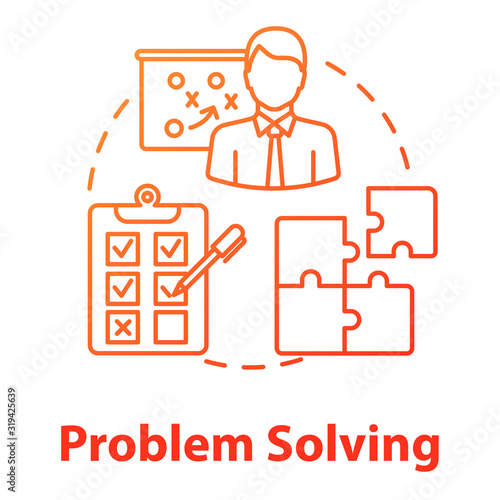 Problem solving concept icon. Planning, management. Way out of difficult situations. Decision making idea thin line illustration. Vector isolated outline RGB color drawing