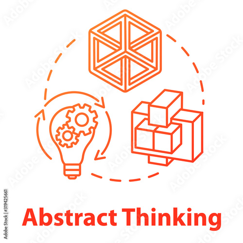 Abstract thinking concept icon. Creativity. Hypothetical model creation. Design thinking. Brainstorming idea thin line illustration. Vector isolated outline RGB color drawing