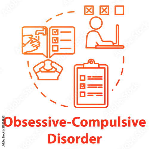 Obsessive compulsive disorder concept icon. OCD. Mental illness. Psychology, psychiatry. Healthcare idea thin line illustration. Vector isolated outline RGB color drawing