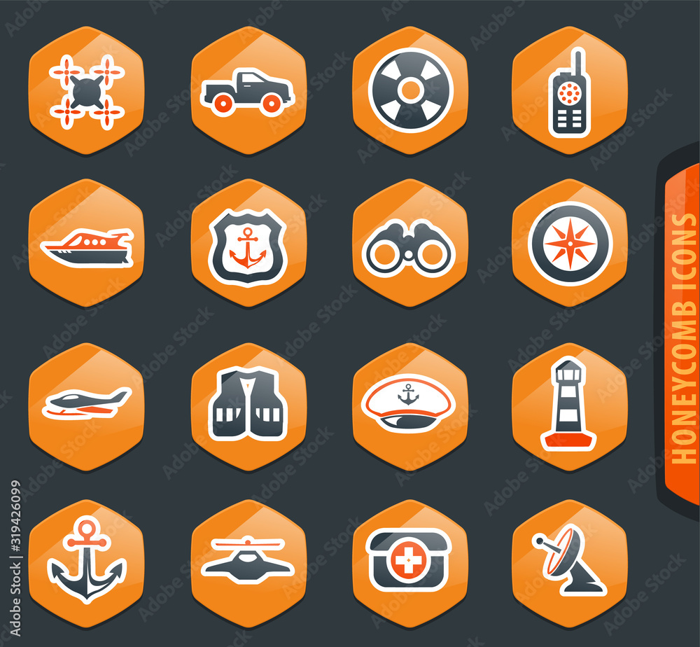 Coast Guard icons set Coast Guard icons set