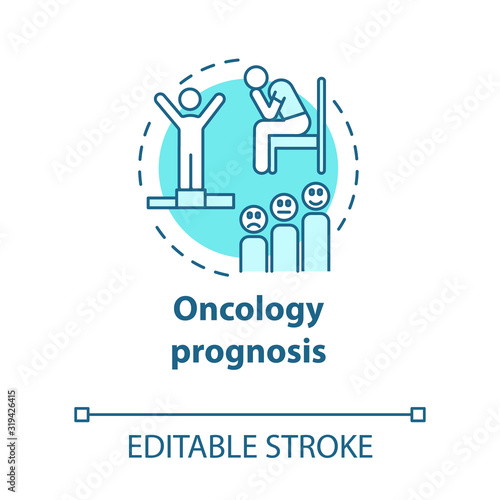 Oncology prognosis concept icon. Fight with cancer. Estimate of recovery from disease. Victory and defeat idea thin line illustration. Vector isolated outline RGB color drawing. Editable stroke
