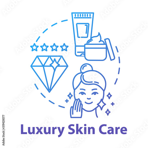 Luxury skin care, exclusive cosmetics concept icon. Professional products, high quality, cosmetology idea thin line illustration. Vector isolated outline RGB color drawing. Editable stroke