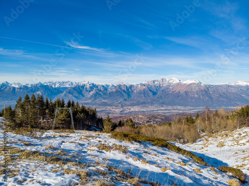 View of Belluno and the Dolomites from the Navegal ski resort