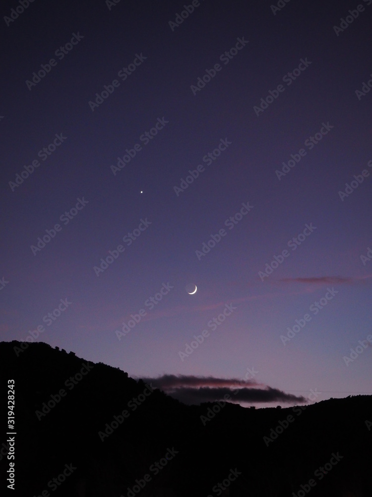 twilight moon and stars at the moutain twilight moon and stars at the moutain