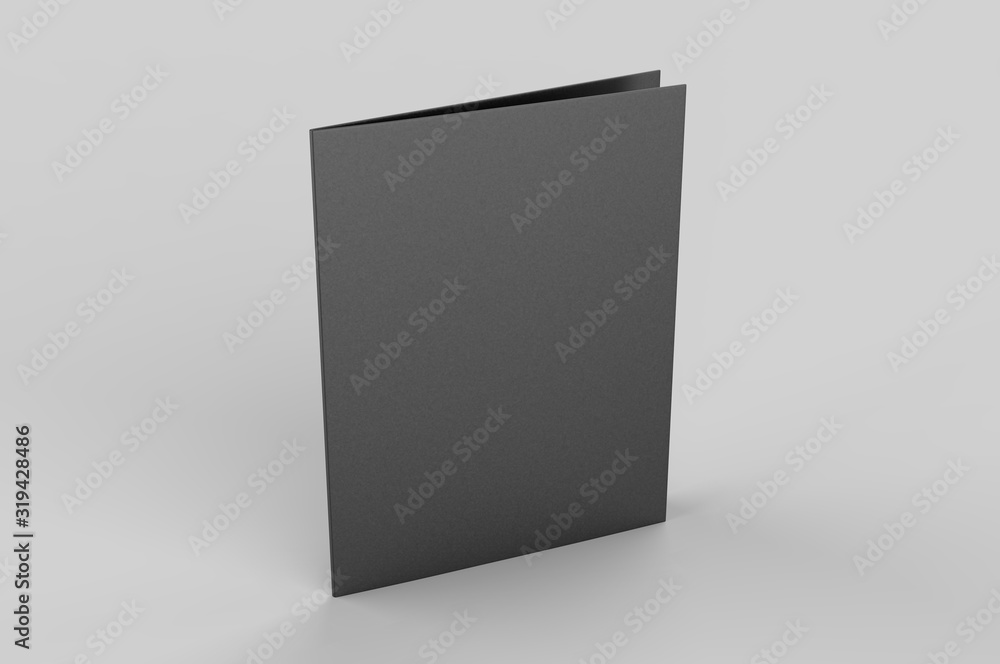 Blank bi fold card template, 3d render illustration. Blank bi fold card template, 3d render illustration.