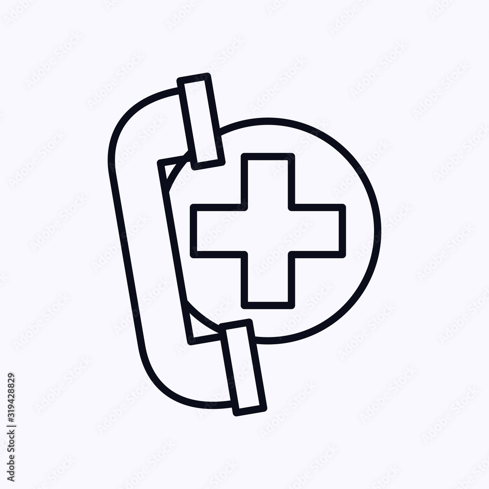 Telephone icon with hospital sign thin line Telephone icon with hospital sign thin line