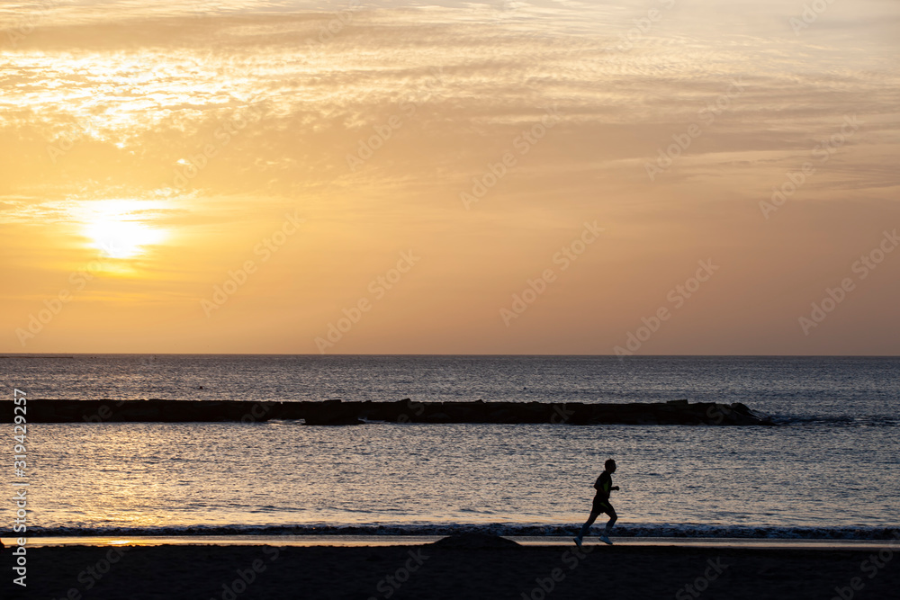 Fototapeta premium man jogging. on the beach