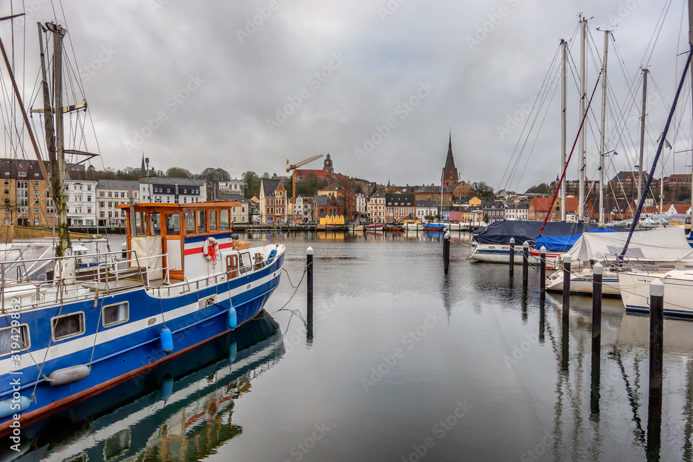Harbour in Flensburg seen from the easterne side, North Germany