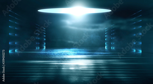 Futuristic empty night scen...