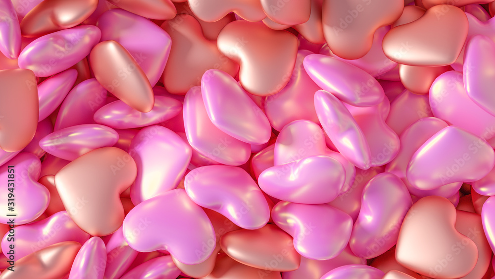 Beautiful background with hearts, Happy Valentine's Day! 3d illustration, 3d rendering. Beautiful background with hearts, Happy Valentine's Day! 3d illustration, 3d rendering.