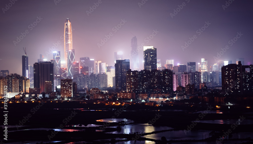Beautiful nightscape of shenzhen city in China