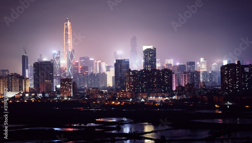 Beautiful nightscape of shenzhen city in China