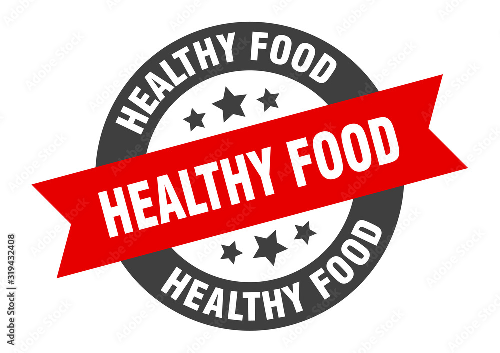 Fototapeta premium healthy food sign. healthy food round ribbon sticker. healthy food tag