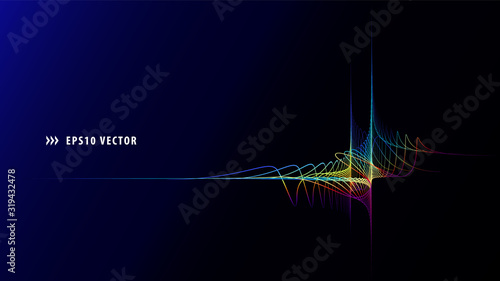 Abstract Futuristic Background with Asymmetrical Wavy Lines. Aspect Ratio 16:9. EPS10 Vector.