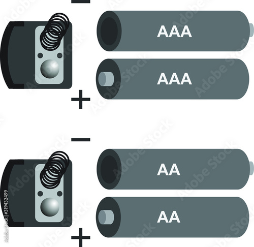 AAA and AA battery icon, vector illustration