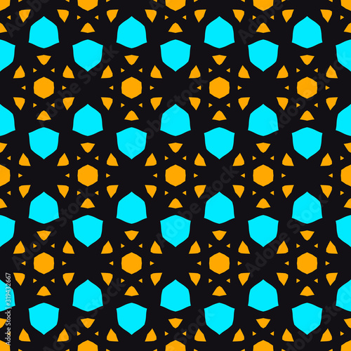 Seamless pattern with bright geometric ornament.