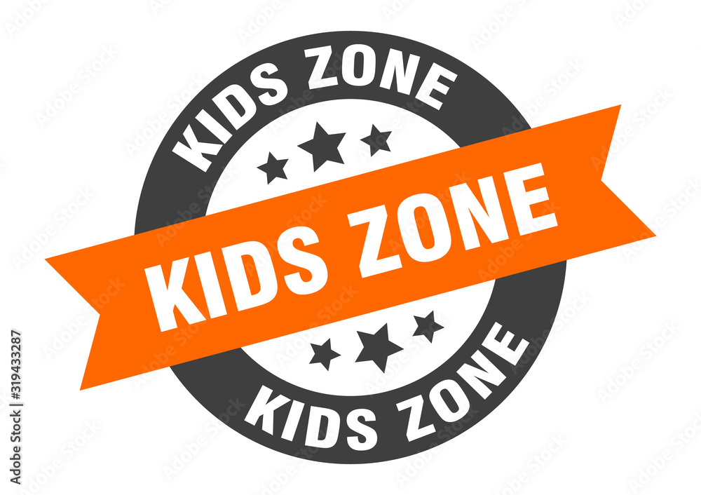 Fototapeta premium kids zone sign. kids zone round ribbon sticker. kids zone tag