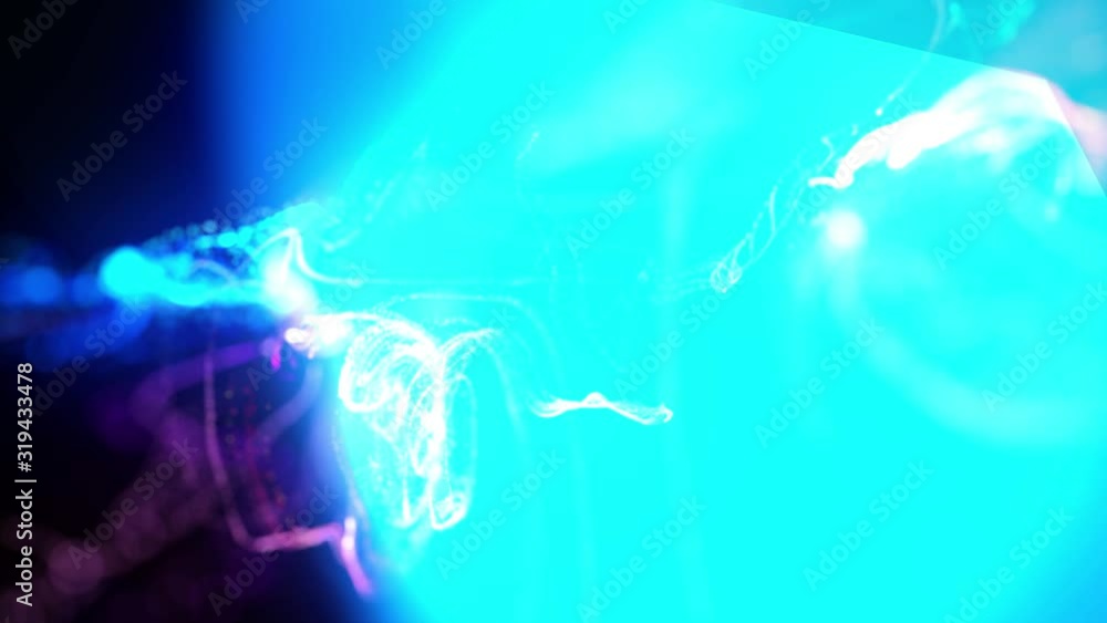 injection of fluorescent ink in water in 4k. 3d render of glow particles in ink flow. Interaction of two colliding flows. Luma matte as alpha channel. Shiny ink effect advection. injection of fluorescent ink in water in 4k. 3d render of glow particles in ink flow. Interaction of two colliding flows. Luma matte as alpha channel. Shiny ink effect advection.
