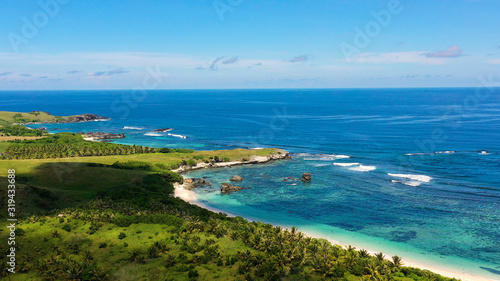 Lagoon with islands. Caramoan Islands  Philippines. Beautiful islands  view from above. Summer and travel vacation concept.