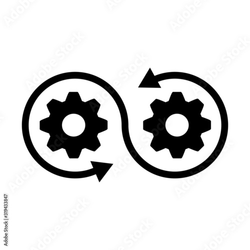 Development icon in transparent style. Devops vector illustration on isolated background. Cog with arrow business concept
